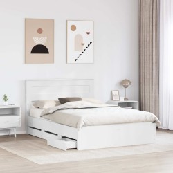 Cadre de lit avec tiroir Blanc 140 x 190 cm Bois Ingénierie 545216545216