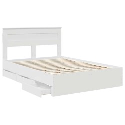 Cadre de lit avec tiroir Blanc 140 x 190 cm Bois Ingénierie 545216545216