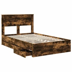Cadre de lit Chêne fumé 135 x 190 cm Bois Ingénierie 545221545221