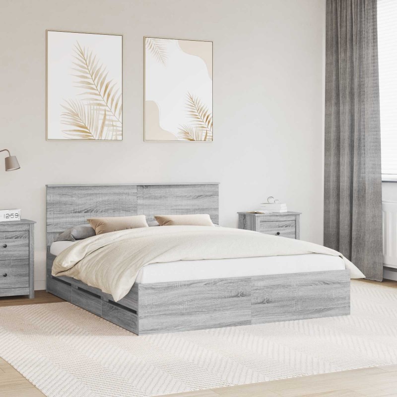 Cadre de lit Gris Sonoma 160 x 200 cm Bois Ingénierie 545248545248