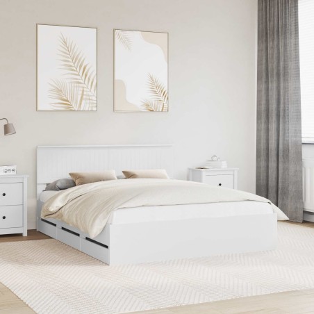 Cadre de lit avec tiroir Blanc 160 x 200 cm Bois Ingénierie 545249545249
