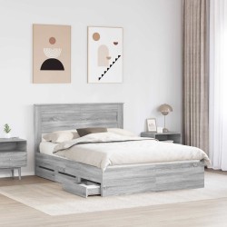 Cadre de lit Gris Sonoma 140 x 190 cm Bois Ingénierie 545250545250