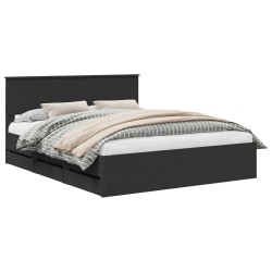 Cadre de lit avec tiroir Noir 160 x 200 cm Bois Ingénierie 545251545251