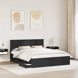 Cadre de lit avec tiroir Noir 160 x 200 cm Bois Ingénierie 545251545251