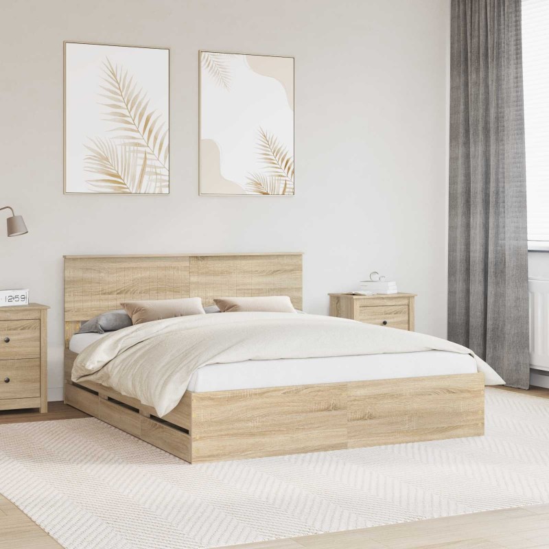 Cadre de lit Chêne Sonoma 160 x 200 cm Bois Ingénierie 545252545252