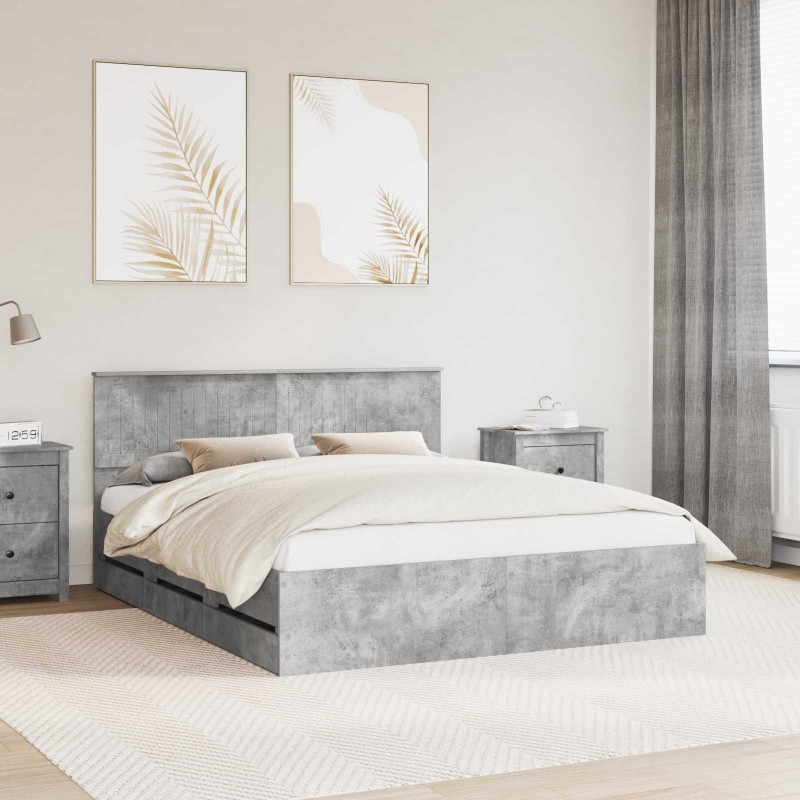 Cadre de lit Gris béton 160 x 200 cm Bois Ingénierie 545253545253