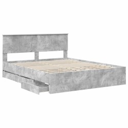 Cadre de lit Gris béton 160 x 200 cm Bois Ingénierie 545253545253