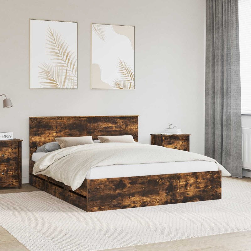 Cadre de lit Chêne fumé 160 x 200 cm Bois Ingénierie 545254545254