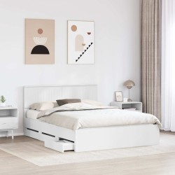 Cadre de lit avec tiroir Blanc 150 x 200 cm Bois Ingénierie 545255545255