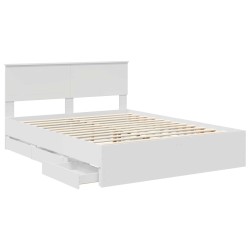 Cadre de lit avec tiroir Blanc 150 x 200 cm Bois Ingénierie 545255545255