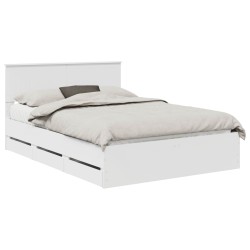 Cadre de lit avec tiroir Blanc 140 x 190 cm Bois Ingénierie 545256545256