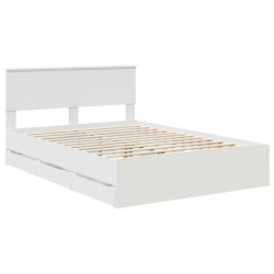 Cadre de lit avec tiroir Blanc 140 x 190 cm Bois Ingénierie 545256545256
