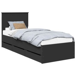 Cadre de lit avec tiroir Noir 75 x 190 cm Bois Ingénierie 545388545388