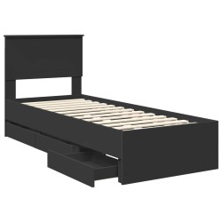 Cadre de lit avec tiroir Noir 75 x 190 cm Bois Ingénierie 545388545388