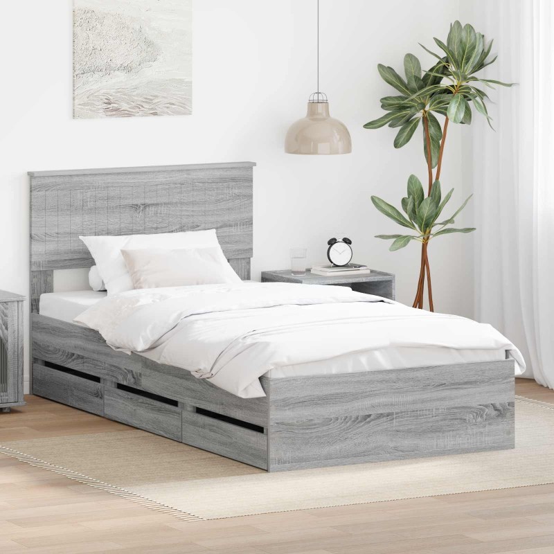 Cadre de lit Gris Sonoma 100 x 200 cm Bois Ingénierie 545390545390
