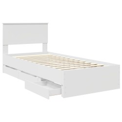Cadre de lit avec tiroir Blanc 90 x 200 cm Bois Ingénierie 545392545392