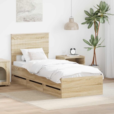 Cadre de lit Chêne Sonoma 75 x 190 cm Bois Ingénierie 545398545398