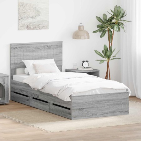 Cadre de lit Gris Sonoma 90 x 190 cm Bois Ingénierie 545400545400