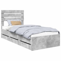 Cadre de lit avec tiroir Gris béton 90 x 200 cm Bois Ingénierie 545404545404