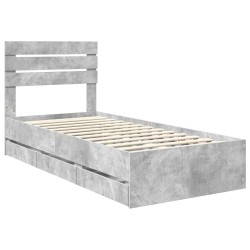 Cadre de lit avec tiroir Gris béton 90 x 200 cm Bois Ingénierie 545404545404
