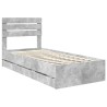 Cadre de lit avec tiroir Gris béton 75 x 190 cm Bois Ingénierie 545405545405