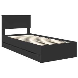 Cadre de lit avec tiroir Noir 90 x 190 cm Bois Ingénierie 545407545407