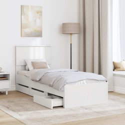 Cadre de lit avec tiroir Blanc 75 x 190 cm Bois Ingénierie 545408545408