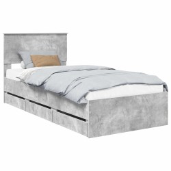 Cadre de lit avec tiroir Gris béton 90 x 190 cm Bois Ingénierie 545410545410