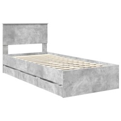 Cadre de lit avec tiroir Gris béton 90 x 190 cm Bois Ingénierie 545410545410