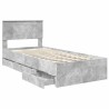 Cadre de lit avec tiroir Gris béton 90 x 190 cm Bois Ingénierie 545410545410