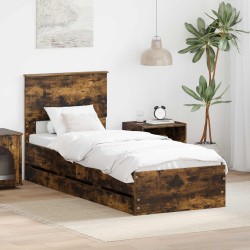 Cadre de lit avec tiroir Chêne fumé 75 x 190 cm Bois Ingénierie 545414545414