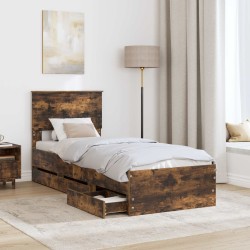 Cadre de lit avec tiroir Chêne fumé 75 x 190 cm Bois Ingénierie 545414545414