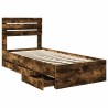 Cadre de lit avec tiroir Chêne fumé 75 x 190 cm Bois Ingénierie 545417545417