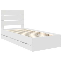 Cadre de lit avec tiroir Blanc 75 x 190 cm Bois Ingénierie 545423545423