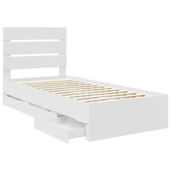 Cadre de lit avec tiroir Blanc 90 x 190 cm Bois Ingénierie 545427545427