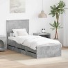 Cadre de lit avec tiroir Gris béton 75 x 190 cm Bois Ingénierie 545428545428