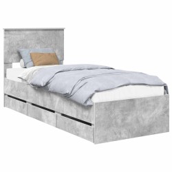 Cadre de lit avec tiroir Gris béton 75 x 190 cm Bois Ingénierie 545428545428