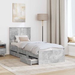 Cadre de lit avec tiroir Gris béton 75 x 190 cm Bois Ingénierie 545428545428