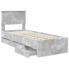Cadre de lit avec tiroir Gris béton 75 x 190 cm Bois Ingénierie 545428545428