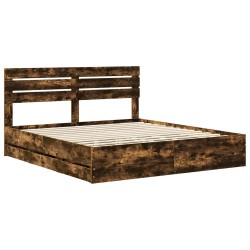 Cadre de lit Chêne fumé 200 x 200 cm Bois Ingénierie 545429545429