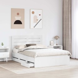 Cadre de lit avec tiroir Blanc 160 x 200 cm Bois Ingénierie 545433545433
