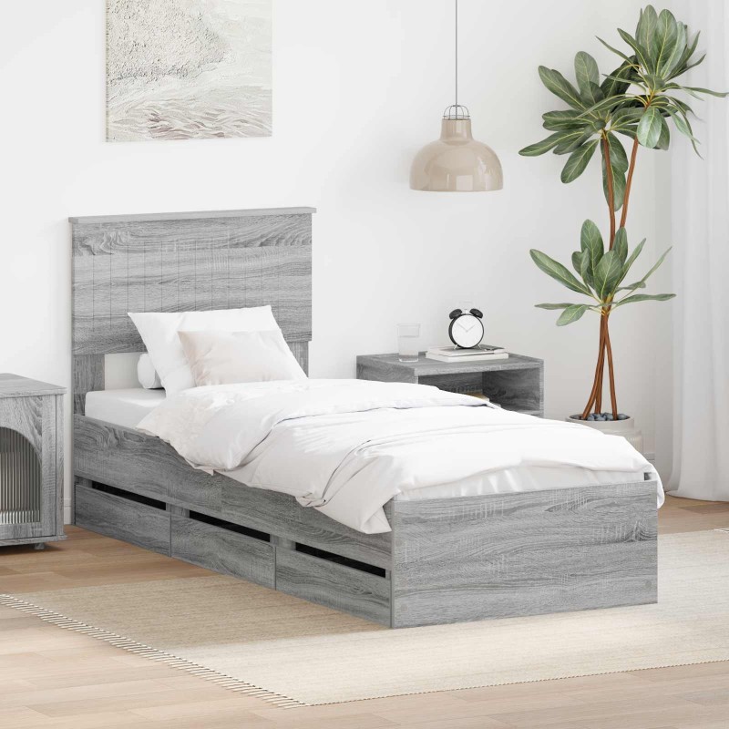 Cadre de lit Gris Sonoma 75 x 190 cm Bois Ingénierie 545439545439