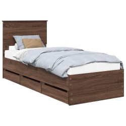 Cadre de lit avec tiroir Chêne brun 75 x 190 cm Bois Ingénierie 545440545440