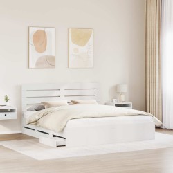 Cadre de lit avec tiroir Blanc 200 x 200 cm Bois Ingénierie 545441545441