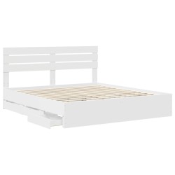 Cadre de lit avec tiroir Blanc 200 x 200 cm Bois Ingénierie 545441545441
