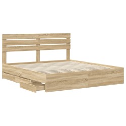 Cadre de lit Chêne Sonoma 200 x 200 cm Bois Ingénierie 545442545442