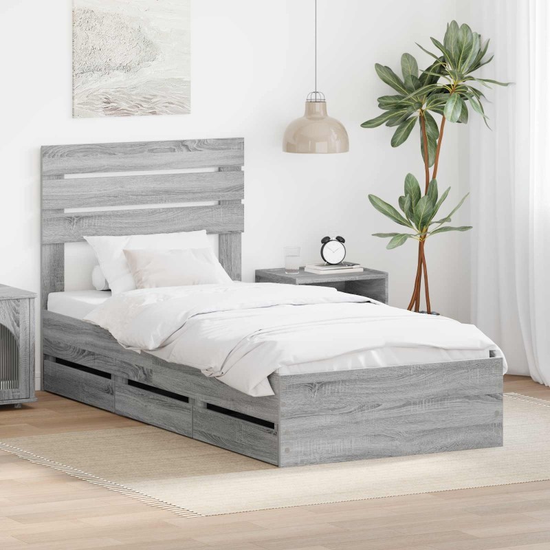 Cadre de lit Gris Sonoma 100 x 200 cm Bois Ingénierie 545443545443