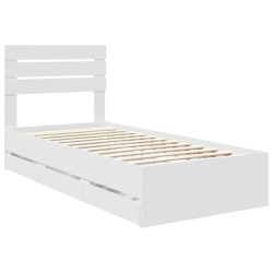 Cadre de lit avec tiroir Blanc 75 x 190 cm Bois Ingénierie 545475545475