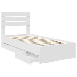 Cadre de lit avec tiroir Blanc 90 x 190 cm Bois Ingénierie 545487545487