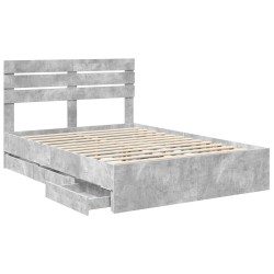 Cadre de lit Gris béton 140 x 190 cm Bois Ingénierie 545491545491